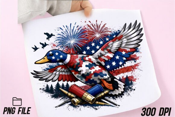 Camo Flying Mallard Duck Sublimation: A Bold Design Asset