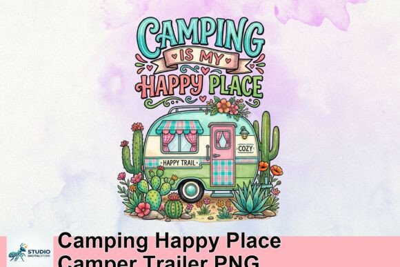 Camping Happy Place Camper Trailer PNG: A Designer's Guide