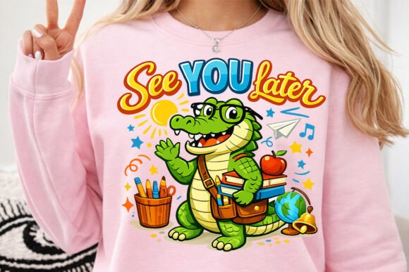 Celebrate the Last Bell: The Alligator Teacher PNG for End-of-Year Designs