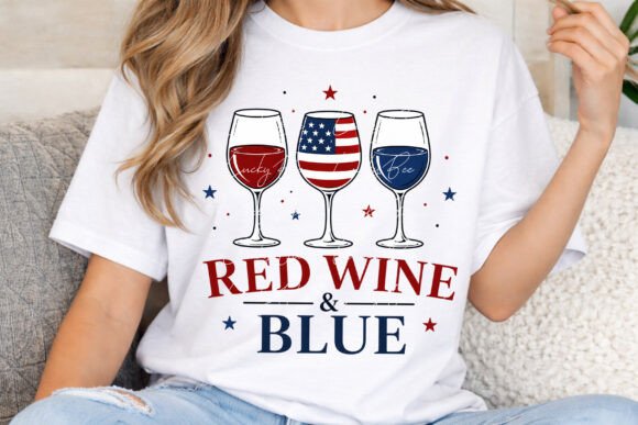 Red Wine & Blue PNG: A Festive 4th of July Design for Wine Lovers