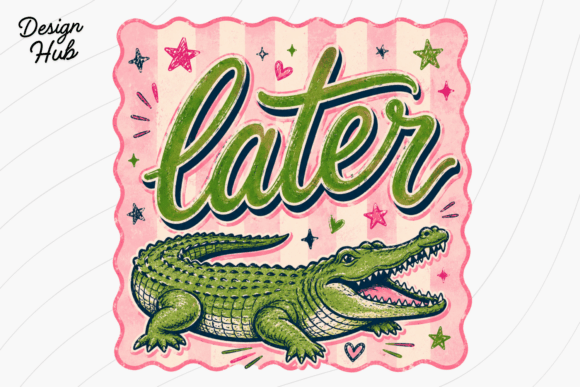 Retro Alligator Coquette PNG: Vintage Charm Meets Modern Edge