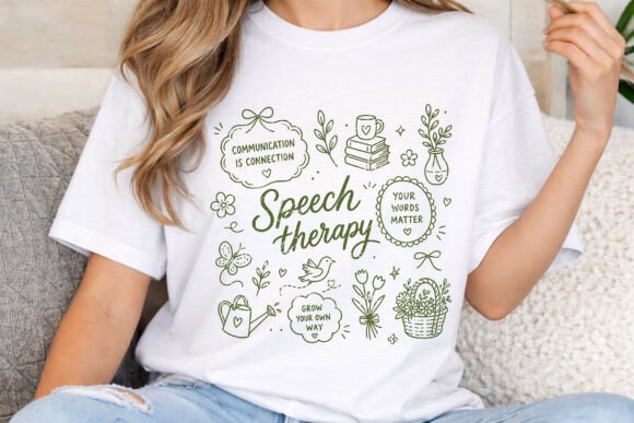 Speech Therapy PNG: SLP Floral Doodle for Meaningful Design