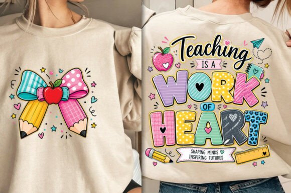 Stylish Preppy Teacher Coquette, Bow Glitter PNG Designs