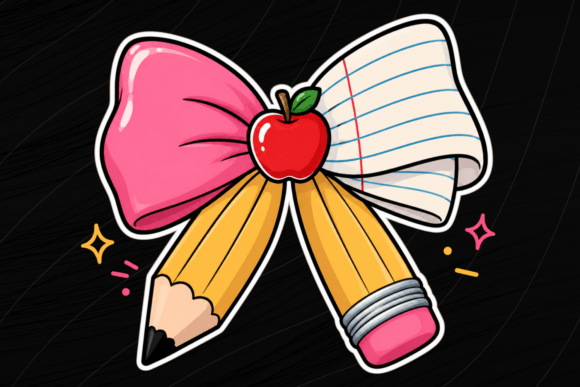 Teacher Bow Pencil PNG Sublimation: A Cute Coquette School Design