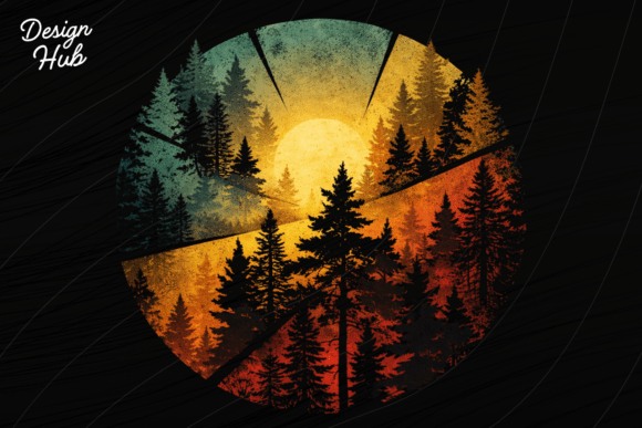 Timeless Nature: Using the Vintage Forest Landscape Sunset PNG