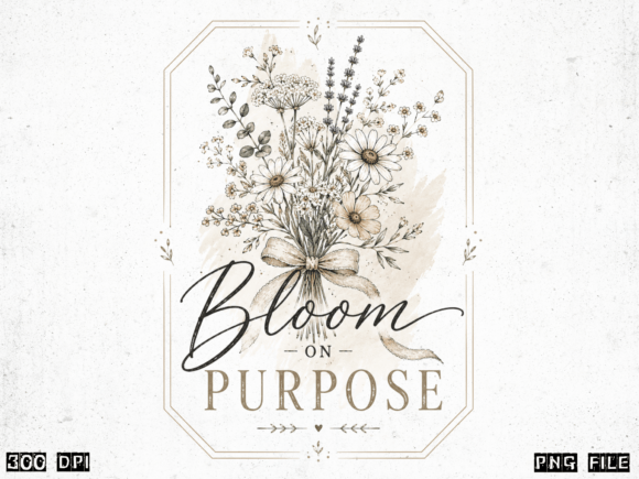 Unleashing Vintage Charm with Bloom on Purpose PNG